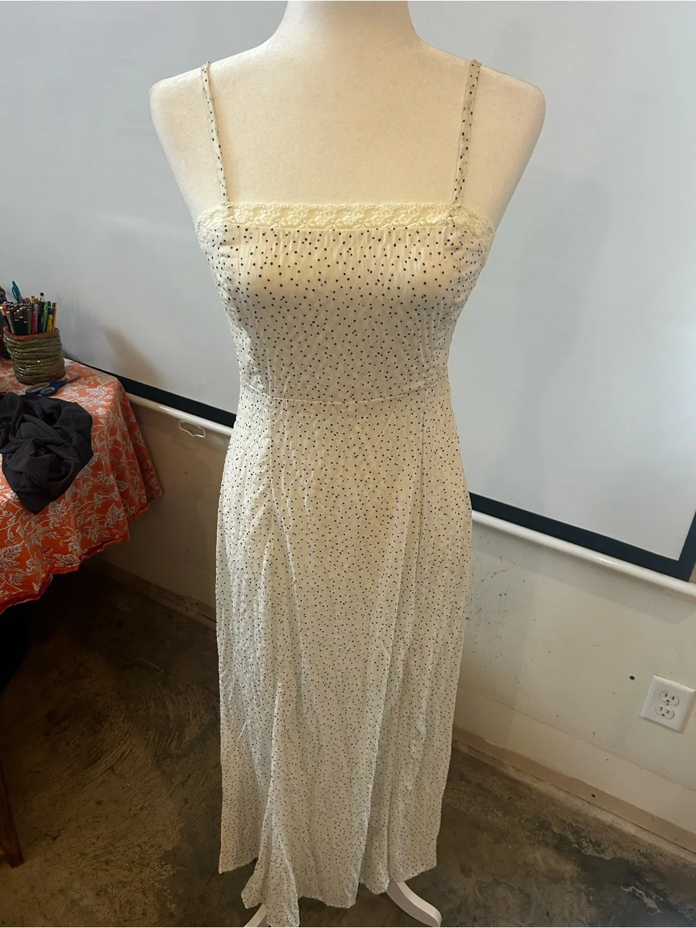 Dizzy Cream Maxi Dress with Black Polka Dots - Picture 1 of 5